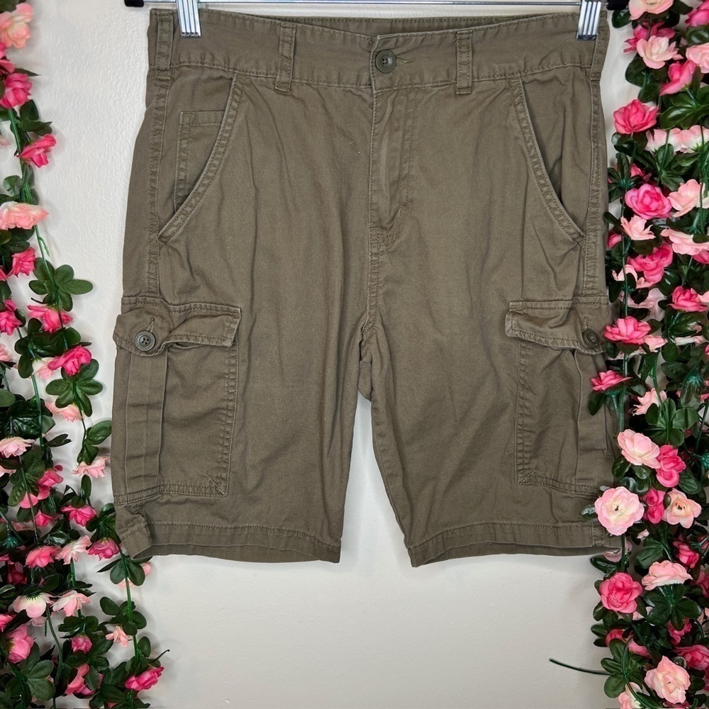 Mountain Warehouse Men’s Olive Green/Tan Cargo Shorts Casual Outdoor Hiking